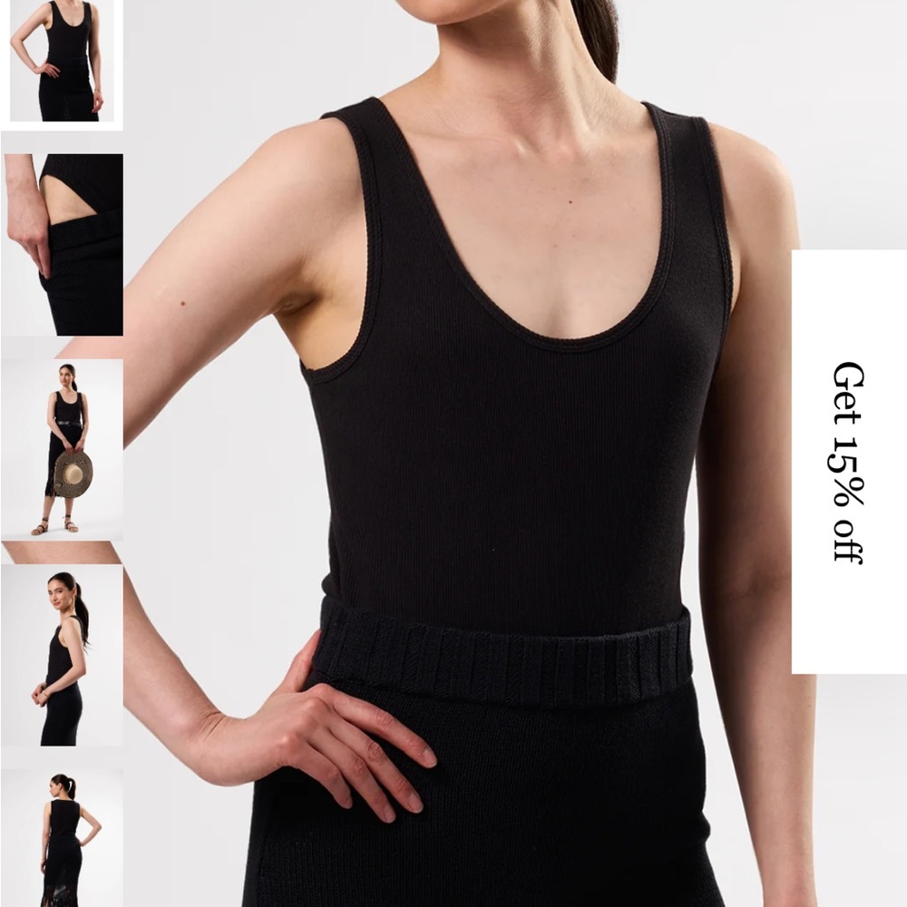 NWT Amour Vert | M Black Sleeveless Bodysuit, Cotton/Modal
